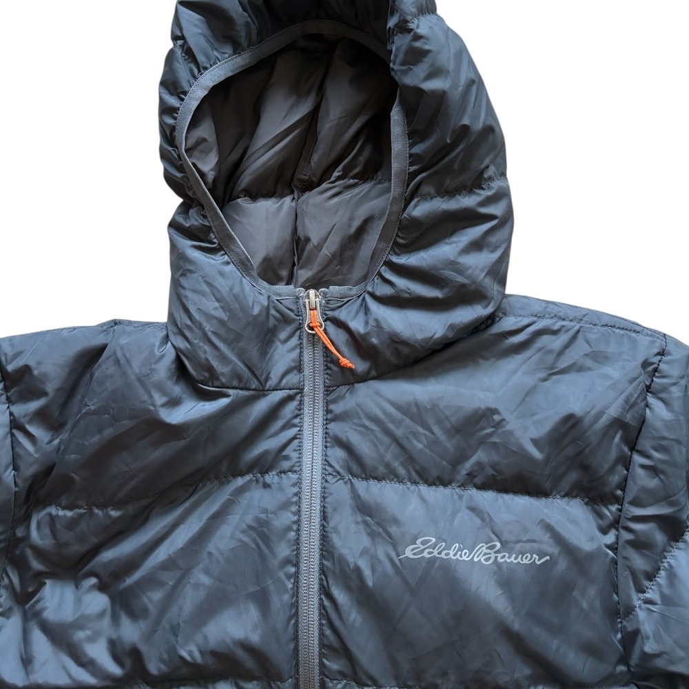 Eddie Bauer Mens Down Jacket Size Small Wide Channel Hooded EB650 Puffer Gray - Picture 4 of 6
